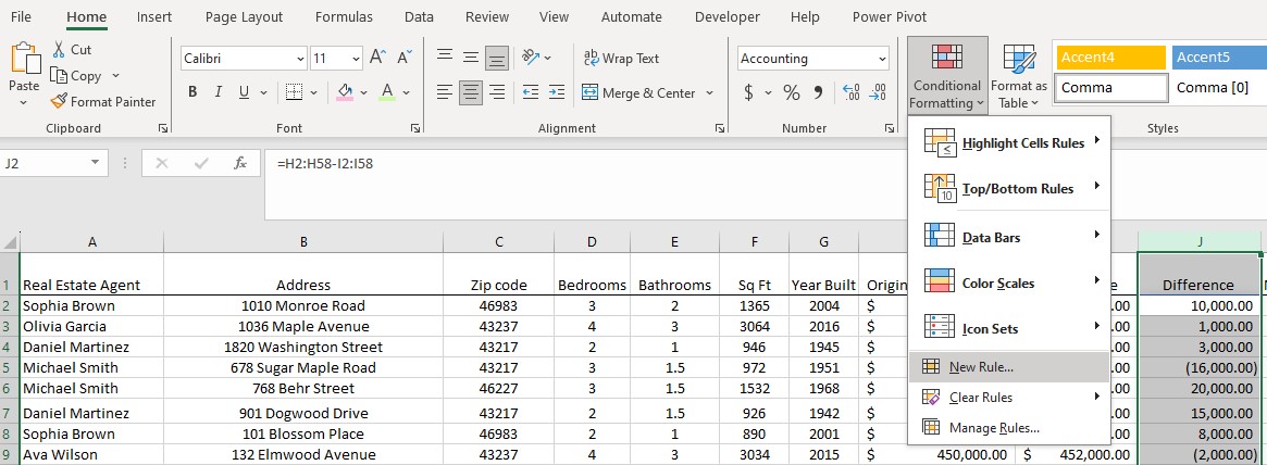 Excel conditional formatting formula image 1
