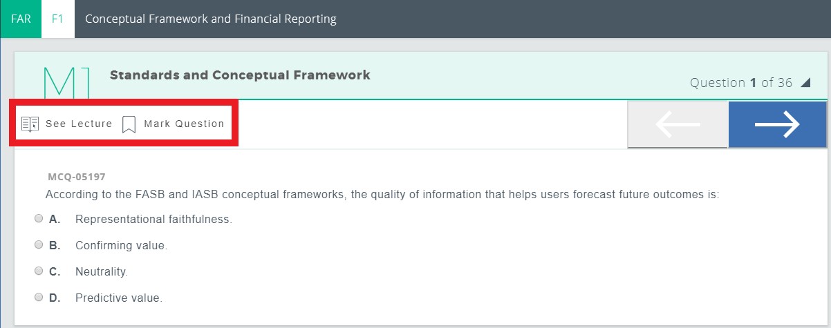 Screen grab of a multiple choice question from Becker.